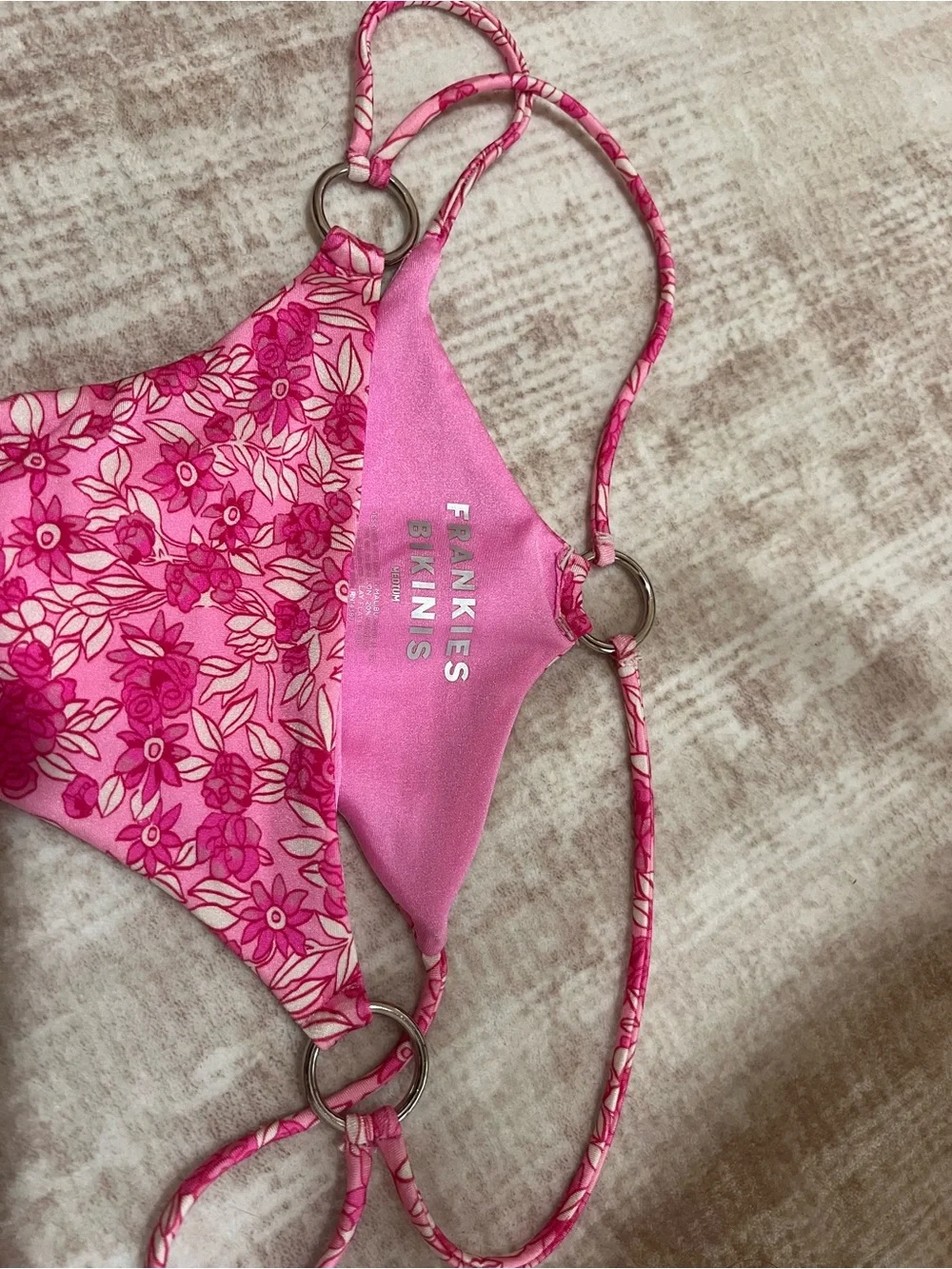 Frankie's Bikinis Hot Pink Floral Bikini Bottoms